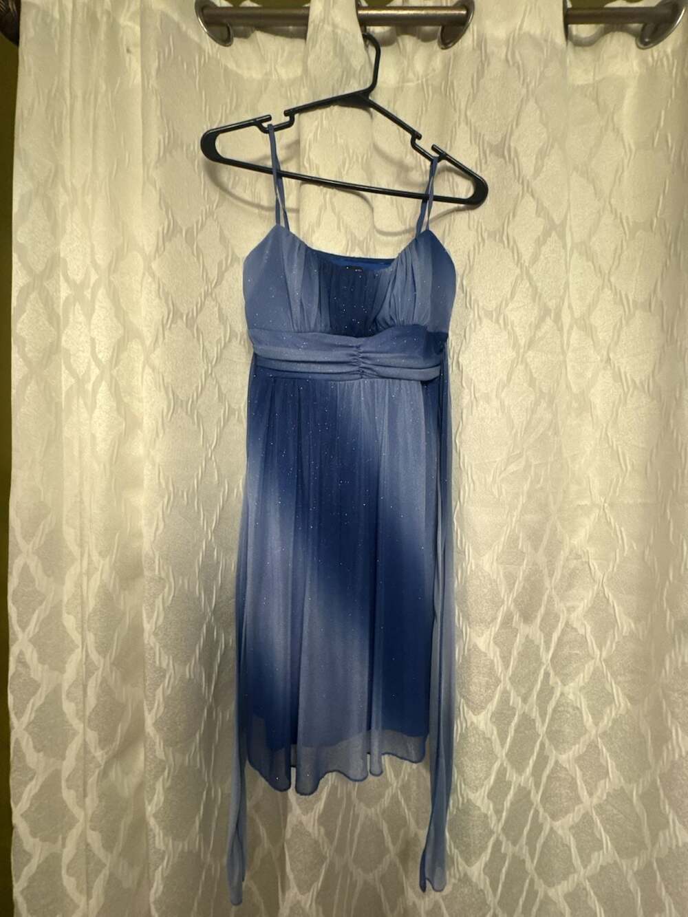 RUBY ROX WOMEN'S JUNIOR'S SIZE L DRESS BLUE GLITTER PROM FORMAL,